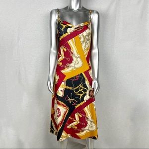 🎉HP🎉 VTG SCARF PRINT HORSEBIT STRAP DRESS Sz 4